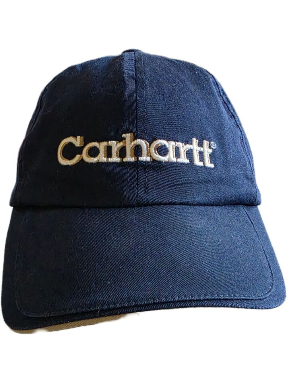 Vintage Carhartt Navy Blue Script Spell Out Dad Hat Cap 2005 M/L GUC